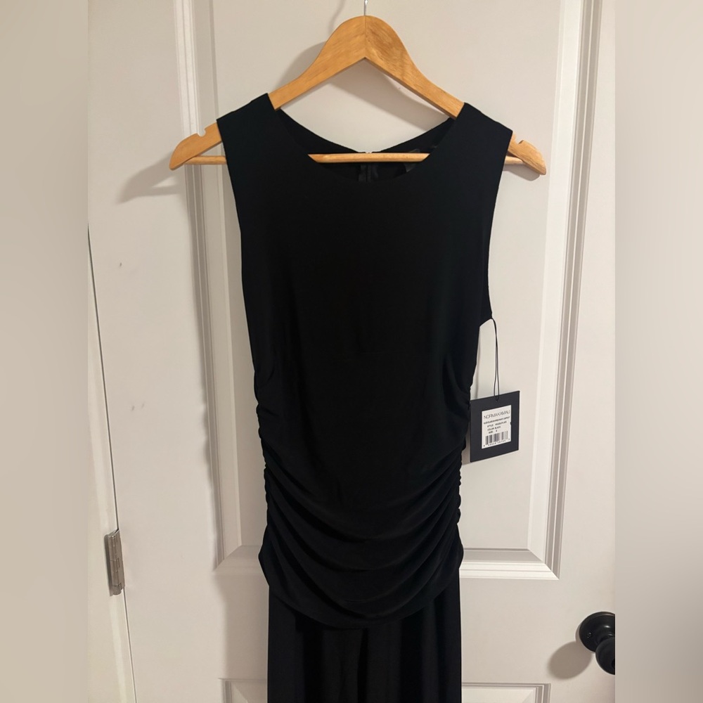 NWT NORMA KAMALI Black Shirred Waist Sleeveless Jumpsuit Size Small - Picture 7 of 14